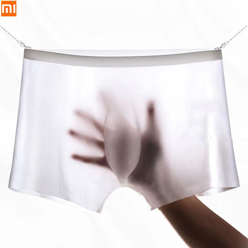 3pk Transparent Undies when wet! Ice Silk Men's Underwear Boxer Briefs For Men 3D Ultra Thin Comfortable Breathable Quick-Drying Panties 3pcs