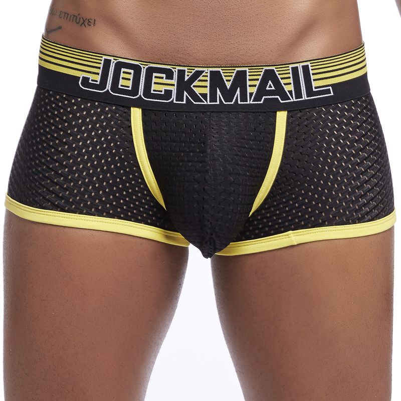 JOCKMAIL Mesh quick drying underwear for men, ice silk breathable youth square toe underwear, men's sanitary pants