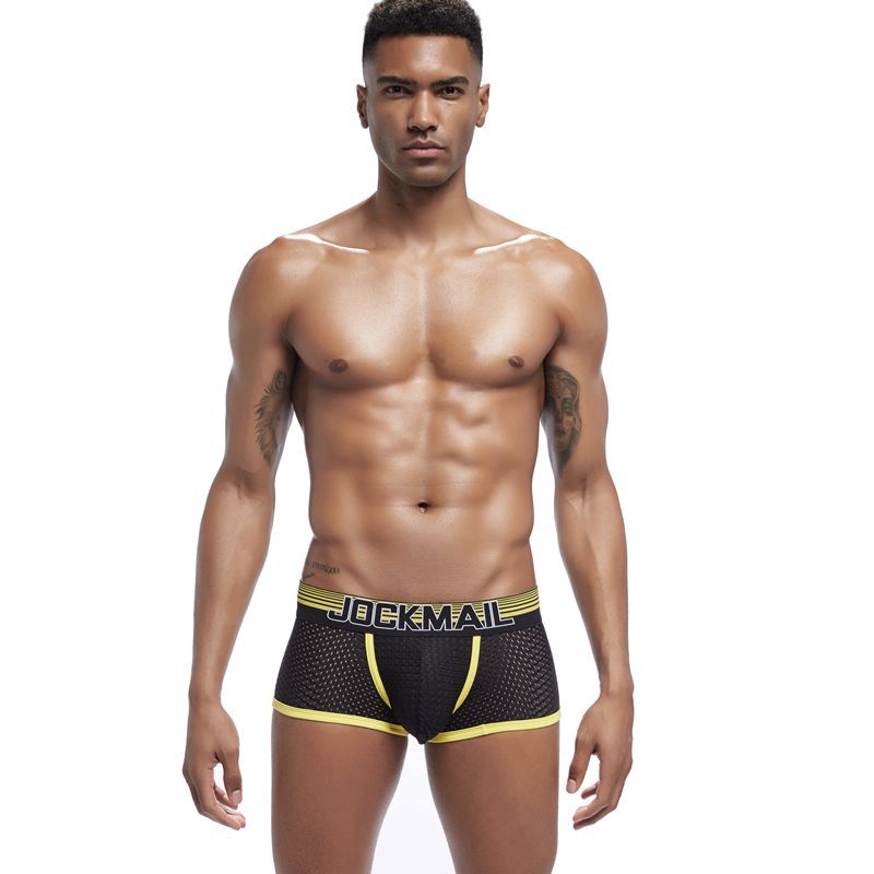 JOCKMAIL Mesh quick drying underwear for men, ice silk breathable youth square toe underwear, men's sanitary pants