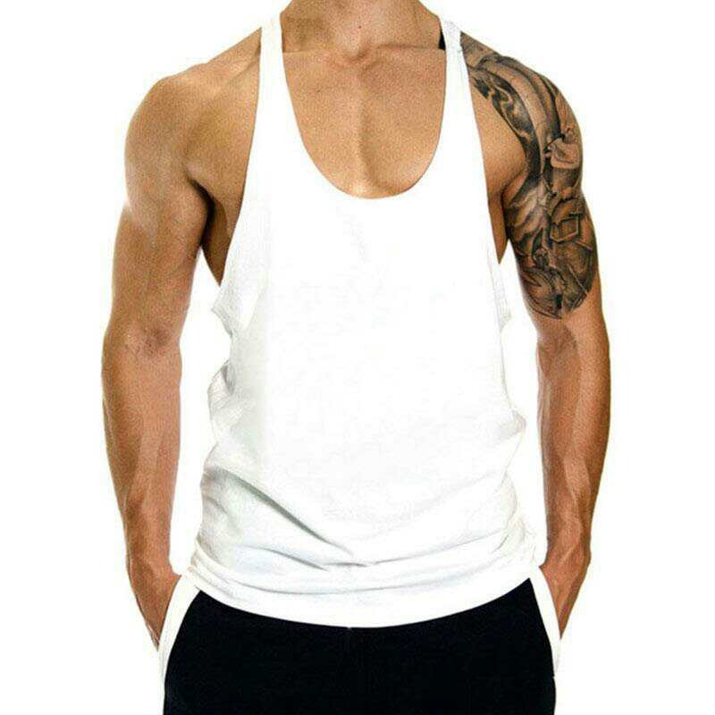 Fitness Tank Mens Loose Training Racerback Sleeveless Cotton Basketball Sports Tank Top Bodybuilding Trend