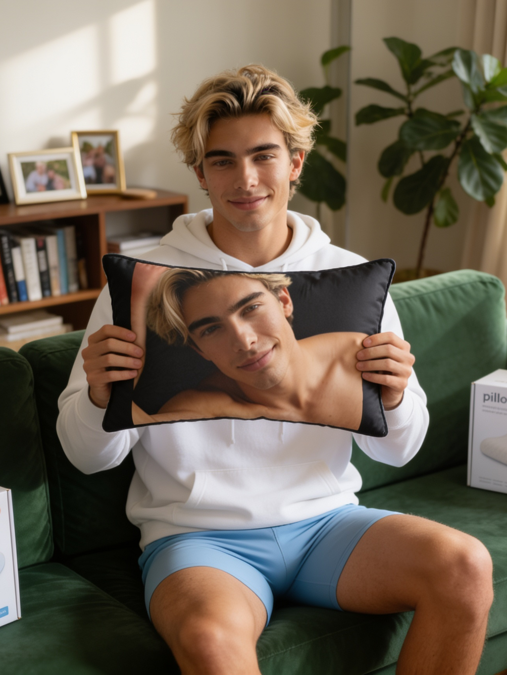 I Heart Taylor Boy Pillow — Rainbow Retro Photo Accent Pillow