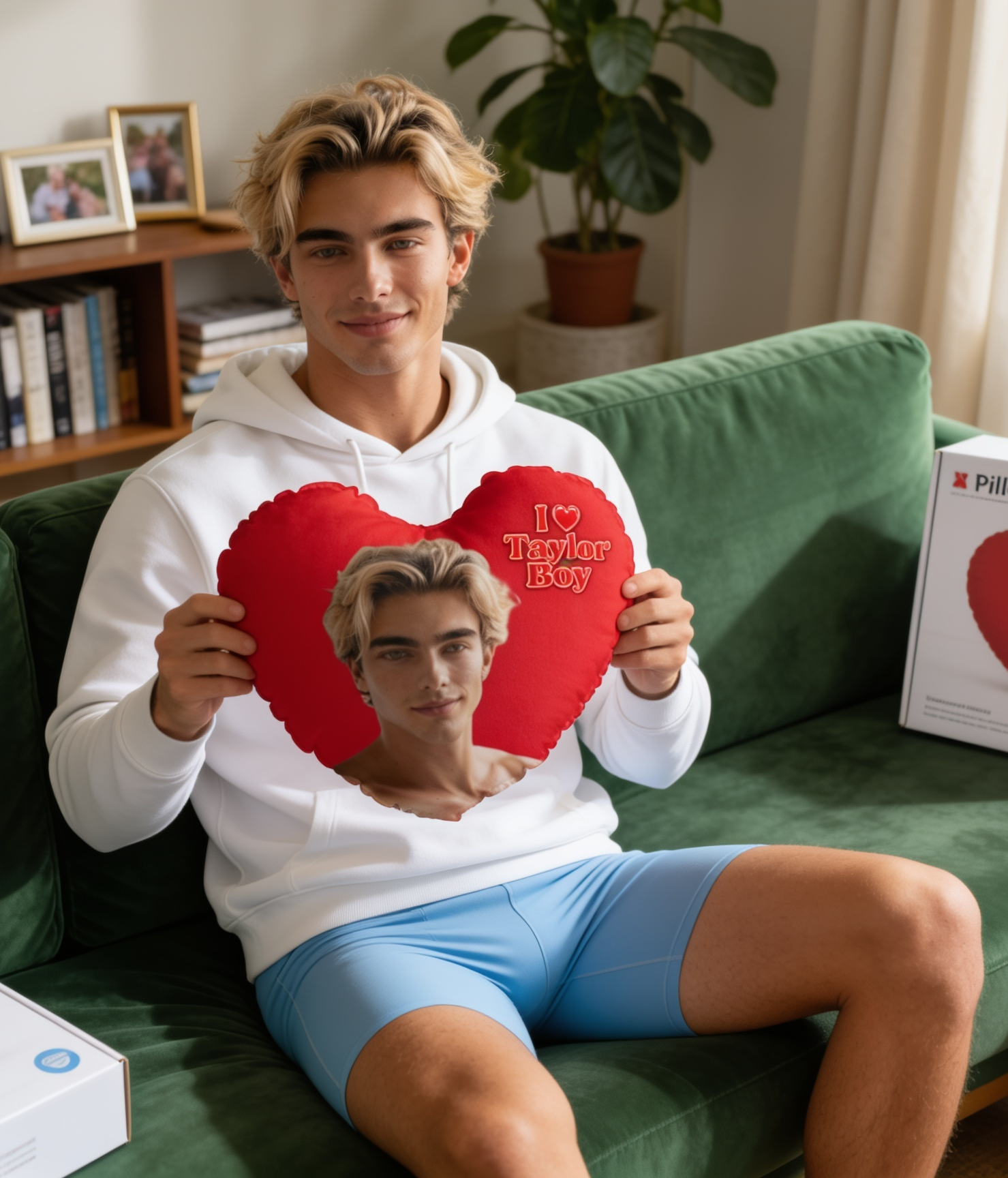 I Heart Taylor Selfie Pillow- Flirty -Heart-shaped pillow