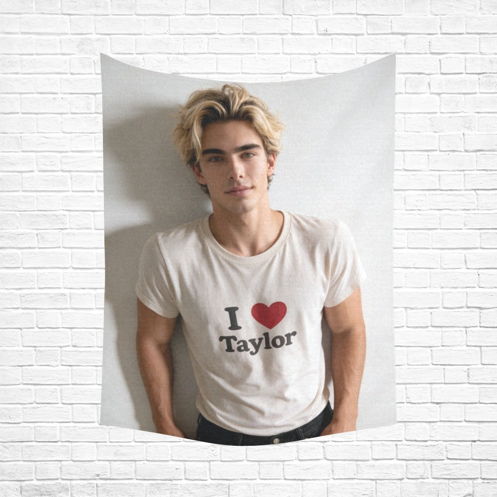 Taylor Boy™ 60"x80" Cotton Linen Wall Tapestry — Clean, Bold, Fan‑Ready