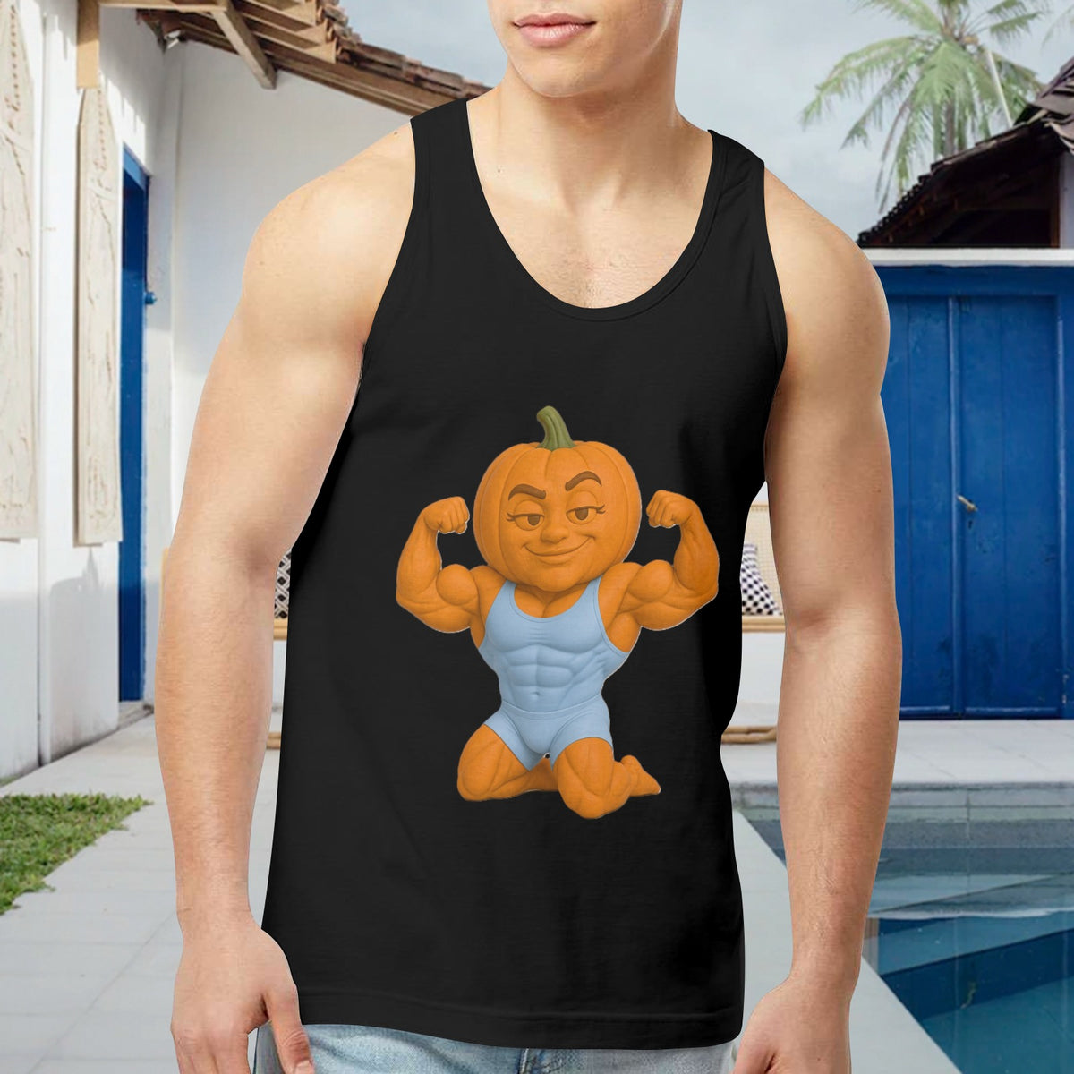 Halloween Flex Pumpkin Men's Tank Top Made in USA