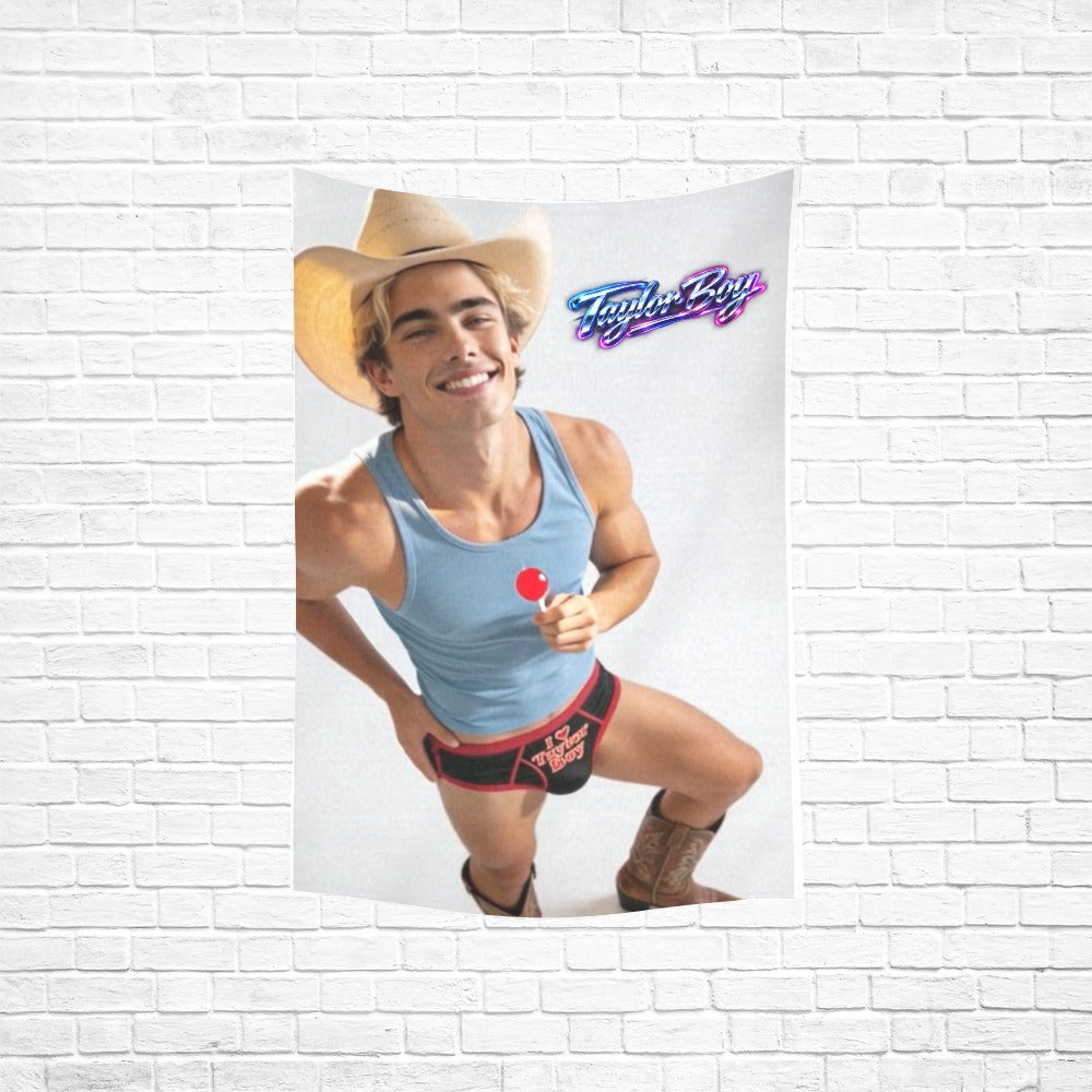 Taylor Boy™ Vertical Cotton Linen Tapestry — 40"x60" Fan‑Ready